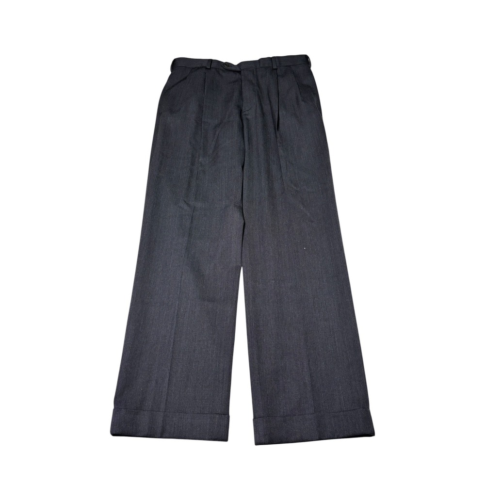 Brooks Brothers 1818 Madison Wool Dress Charcoal Gray Pleated Cuffed Mens 34x30